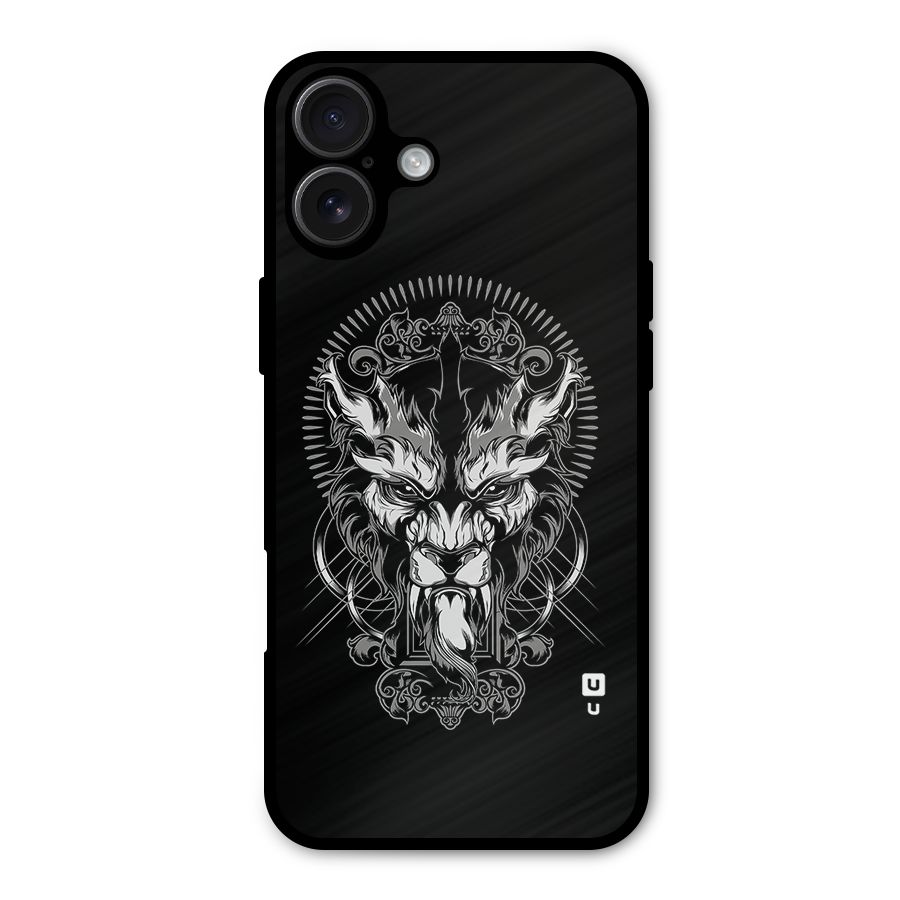 Pencil Art Lion Illustration Metal Back Case for iPhone 16 Plus