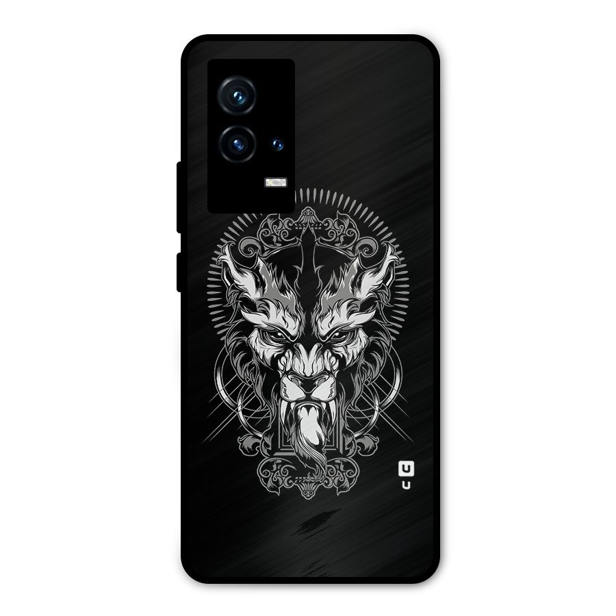 Pencil Art Lion Illustration Metal Back Case for iQOO 9 5G