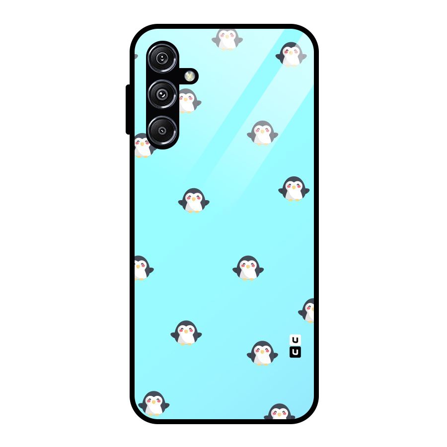 Penguins Pattern Print Glass Back Case for Galaxy M34 5G