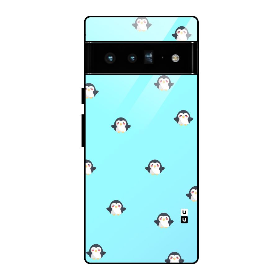 Penguins Pattern Print Glass Back Case for Google Pixel 6 Pro