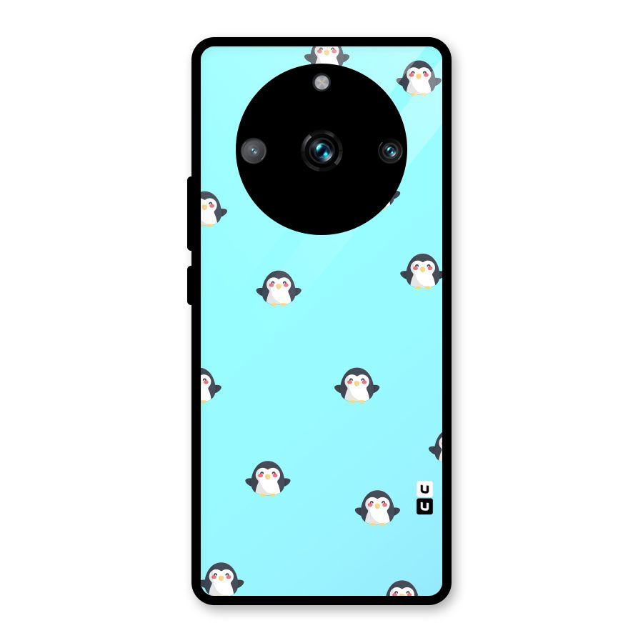 Penguins Pattern Print Glass Back Case for Realme 11 Pro
