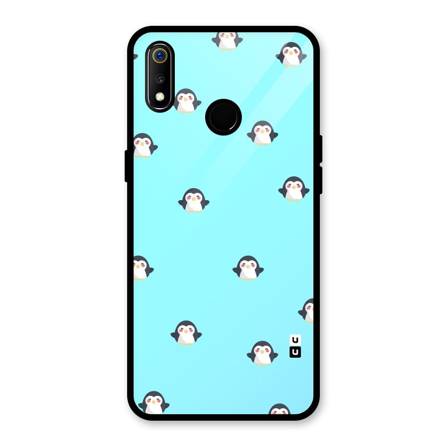Penguins Pattern Print Glass Back Case for Realme 3