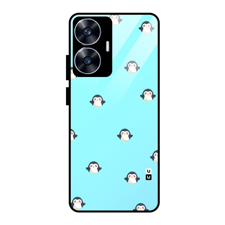 Penguins Pattern Print Glass Back Case for Realme Narzo N55