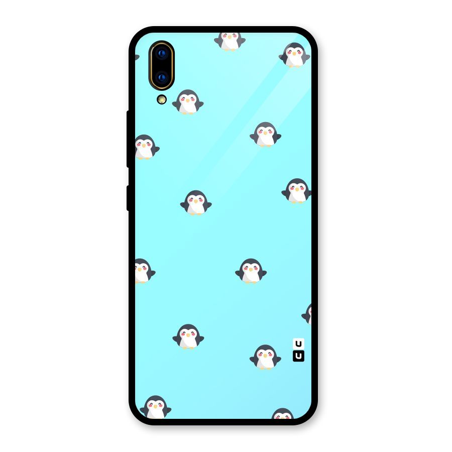 Penguins Pattern Print Glass Back Case for Vivo V11 Pro