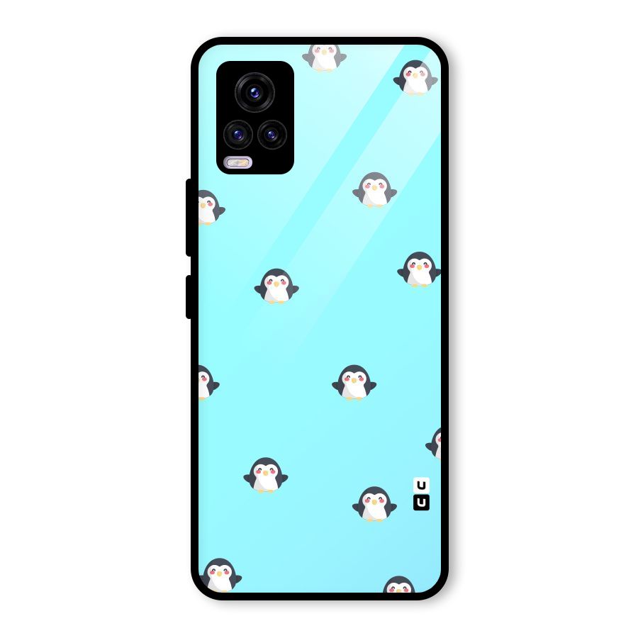 Penguins Pattern Print Glass Back Case for Vivo V20 2021