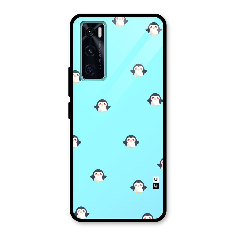 Penguins Pattern Print Glass Back Case for Vivo V20 SE