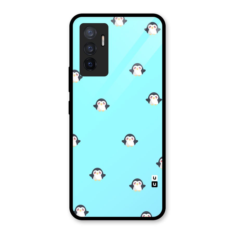 Penguins Pattern Print Glass Back Case for Vivo V23e
