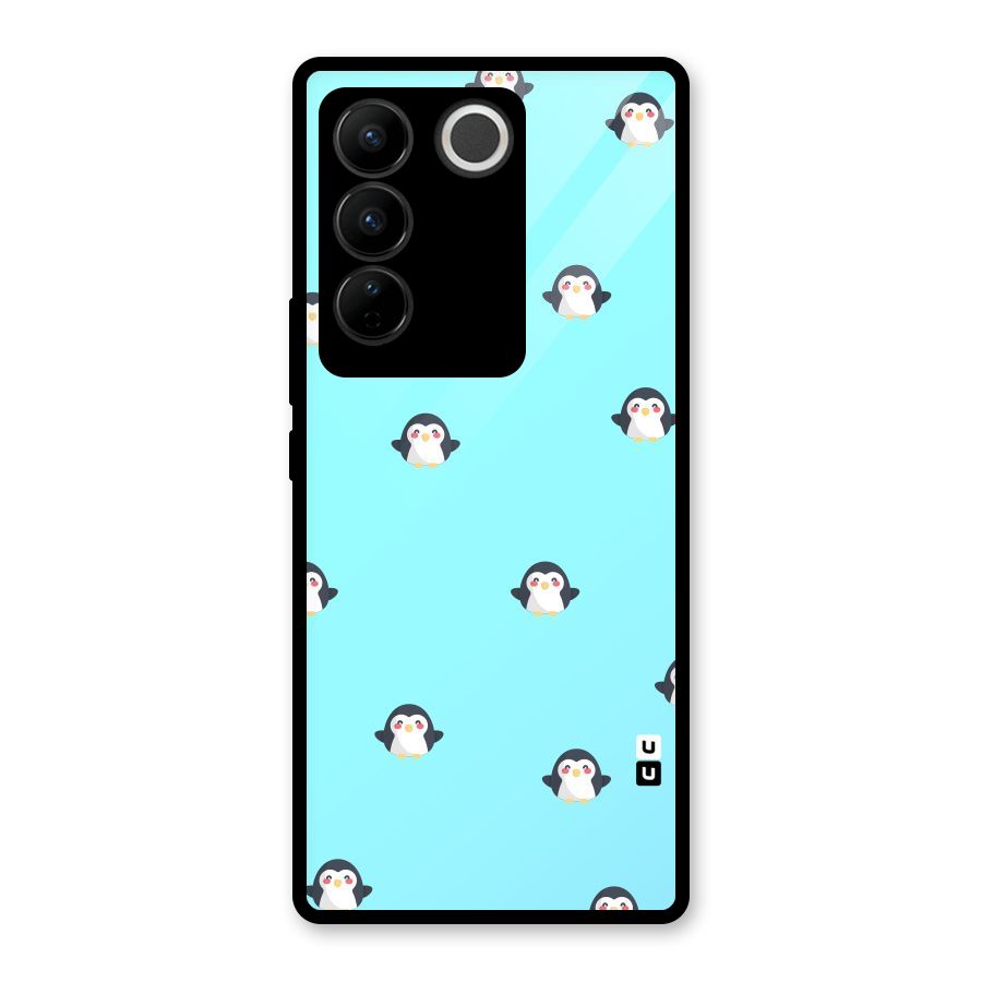 Penguins Pattern Print Glass Back Case for Vivo V27