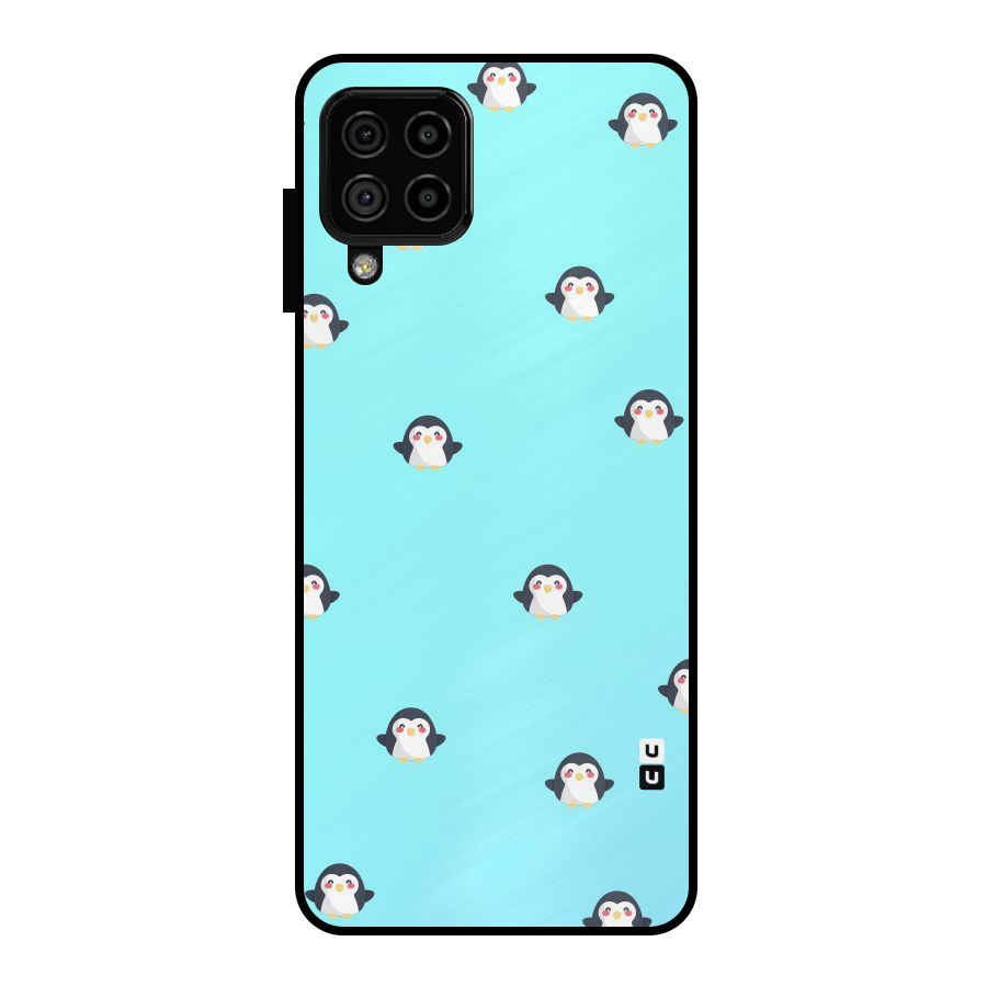 Penguins Pattern Print Metal Back Case for Galaxy A22 4G