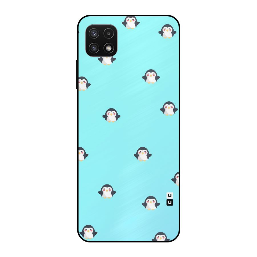 Penguins Pattern Print Metal Back Case for Galaxy A22 5G