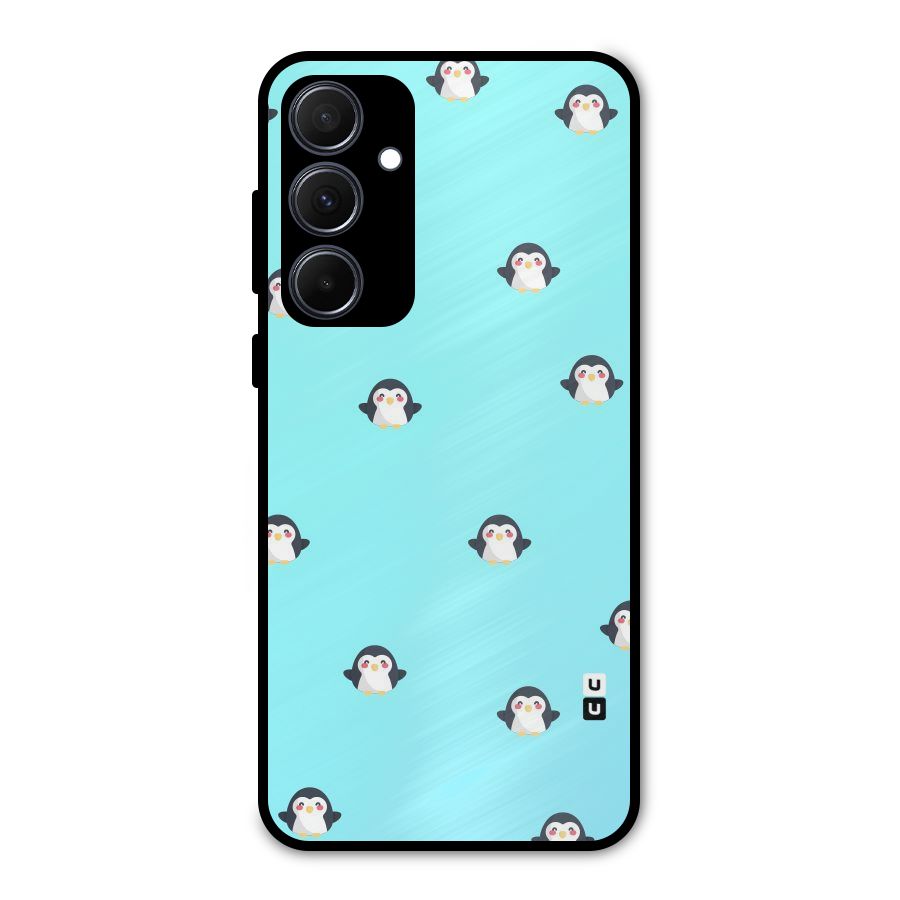 Penguins Pattern Print Metal Back Case for Galaxy A35