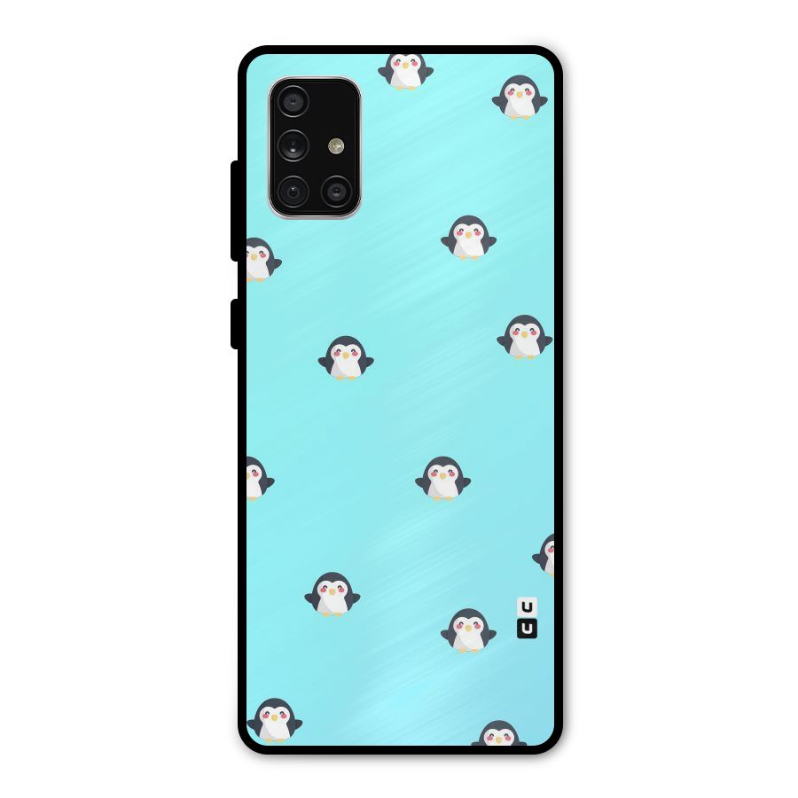 Penguins Pattern Print Metal Back Case for Galaxy A71