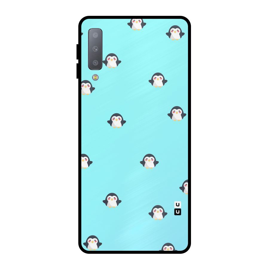 Penguins Pattern Print Metal Back Case for Galaxy A7 (2018)
