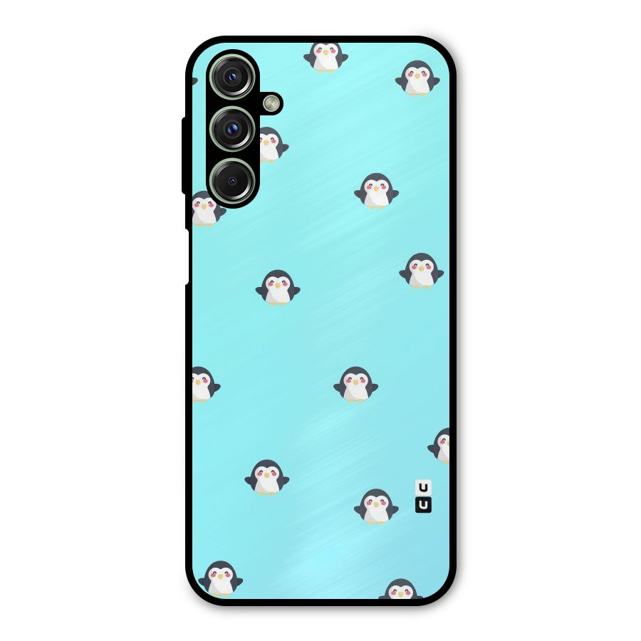 Penguins Pattern Print Metal Back Case for Galaxy F34