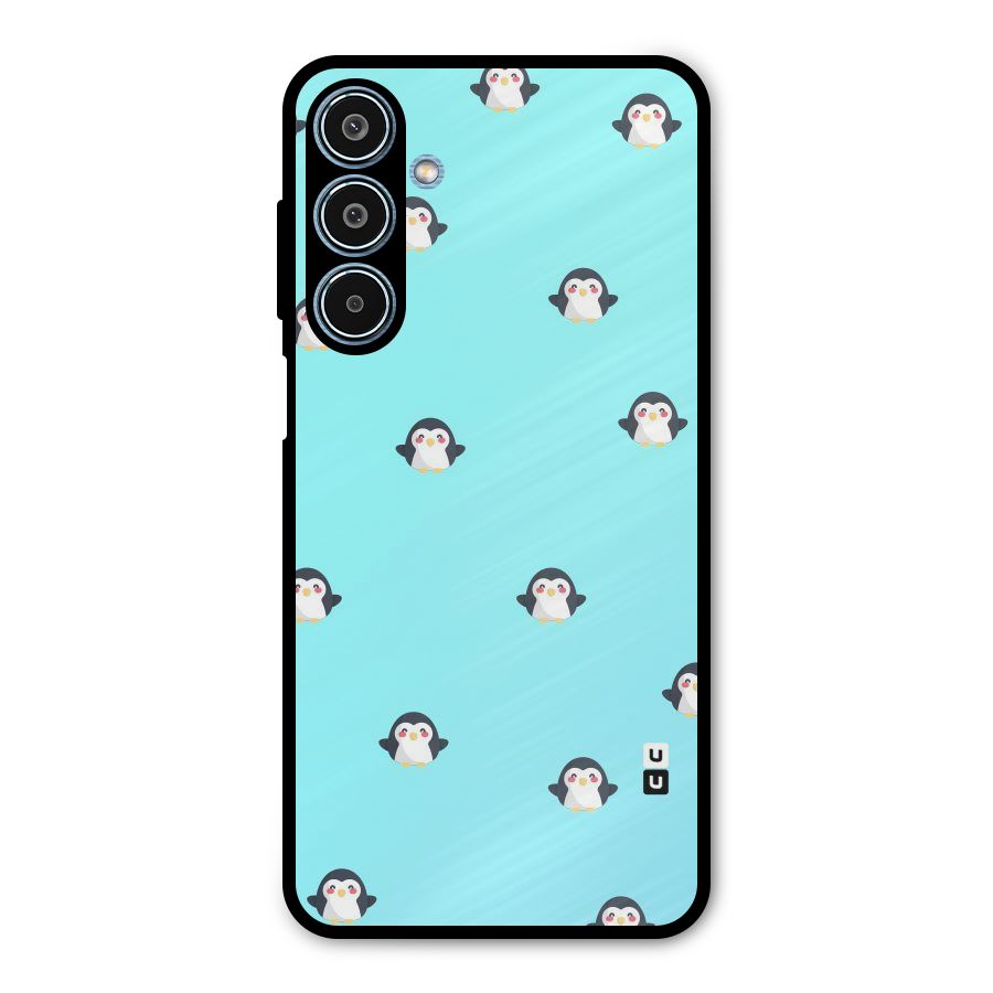 Penguins Pattern Print Metal Back Case for Galaxy M35