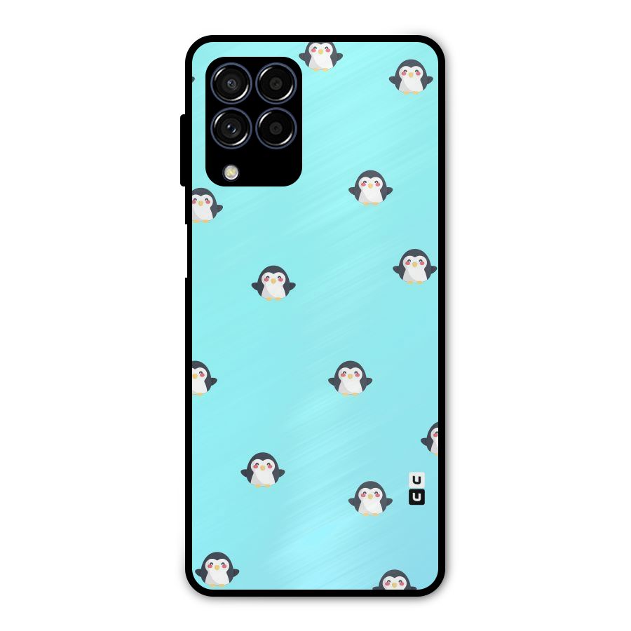 Penguins Pattern Print Metal Back Case for Galaxy M53 5G