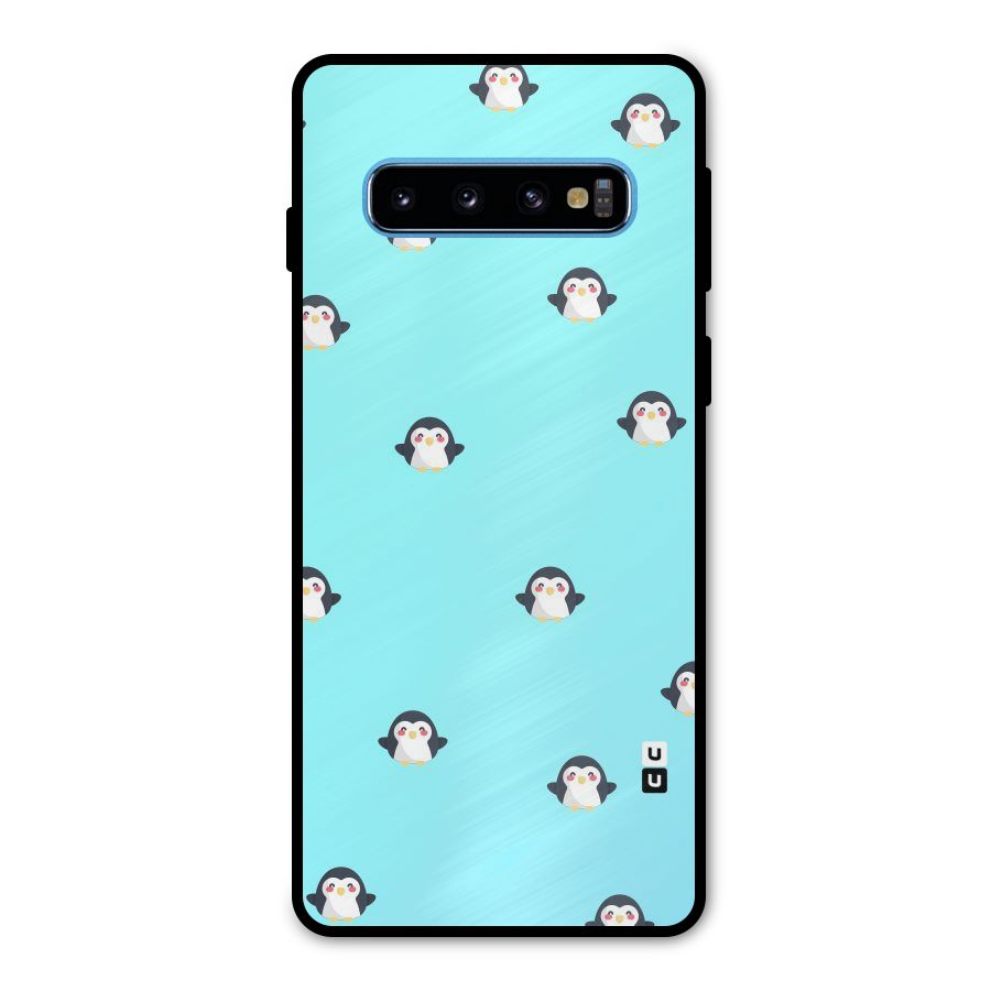 Penguins Pattern Print Metal Back Case for Galaxy S10