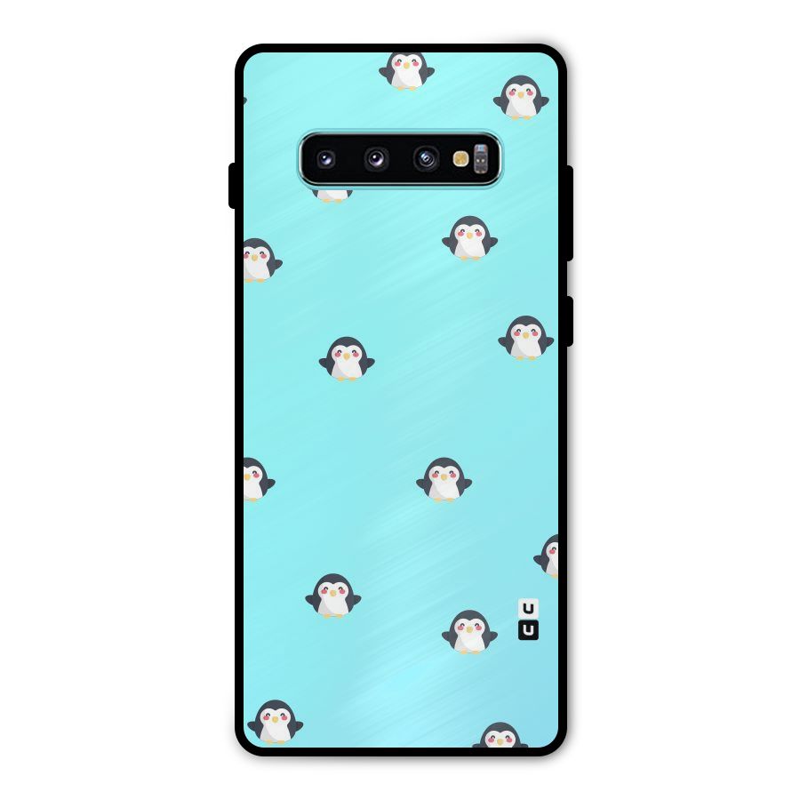 Penguins Pattern Print Metal Back Case for Galaxy S10 Plus
