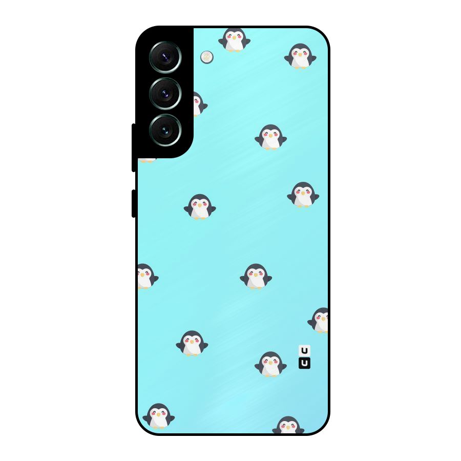 Penguins Pattern Print Metal Back Case for Galaxy S22 Plus 5G