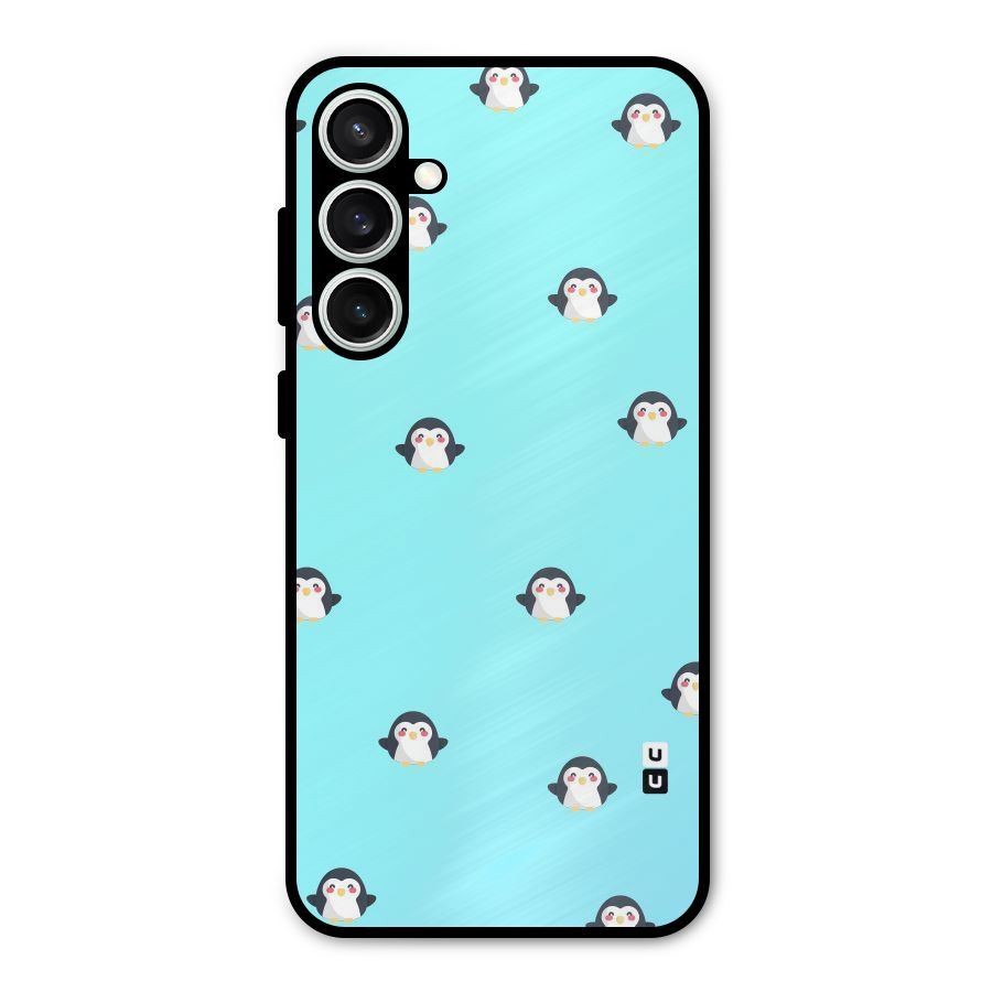 Penguins Pattern Print Metal Back Case for Galaxy S23 FE