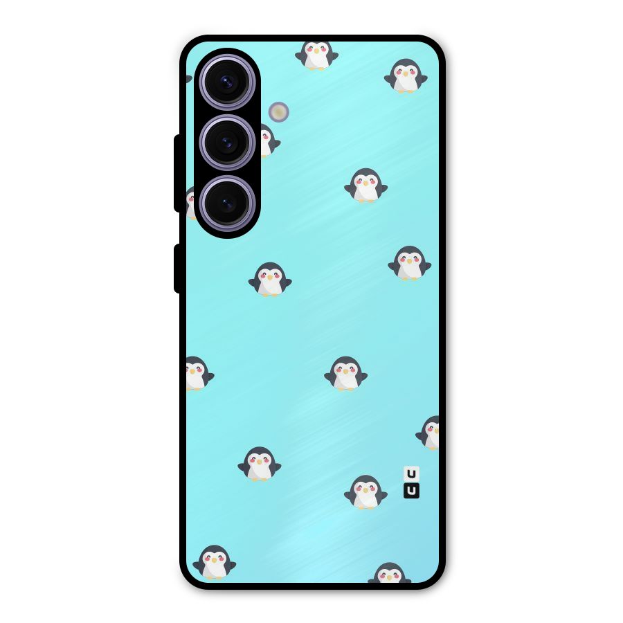 Penguins Pattern Print Metal Back Case for Galaxy S24