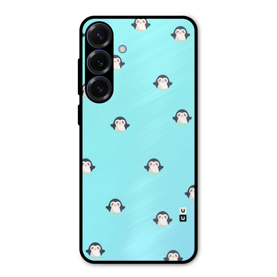 Penguins Pattern Print Metal Back Case for Galaxy S25 Plus