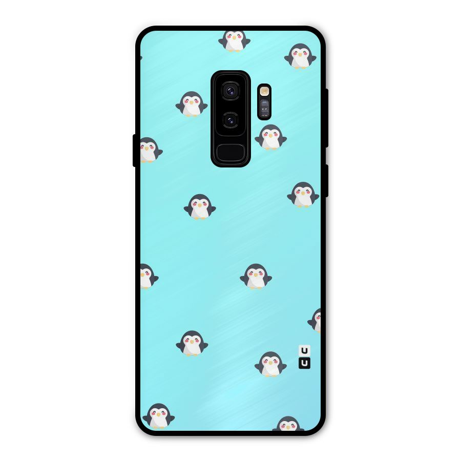 Penguins Pattern Print Metal Back Case for Galaxy S9 Plus