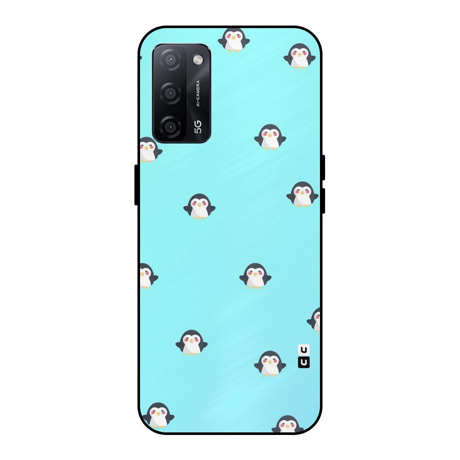 Penguins Pattern Print Metal Back Case for Oppo A53s 5G