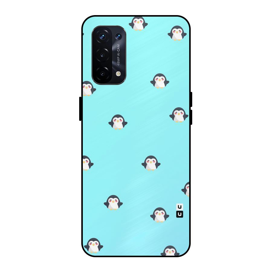Penguins Pattern Print Metal Back Case for Oppo A74 5G