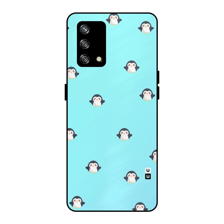 Penguins Pattern Print Metal Back Case for Oppo F19