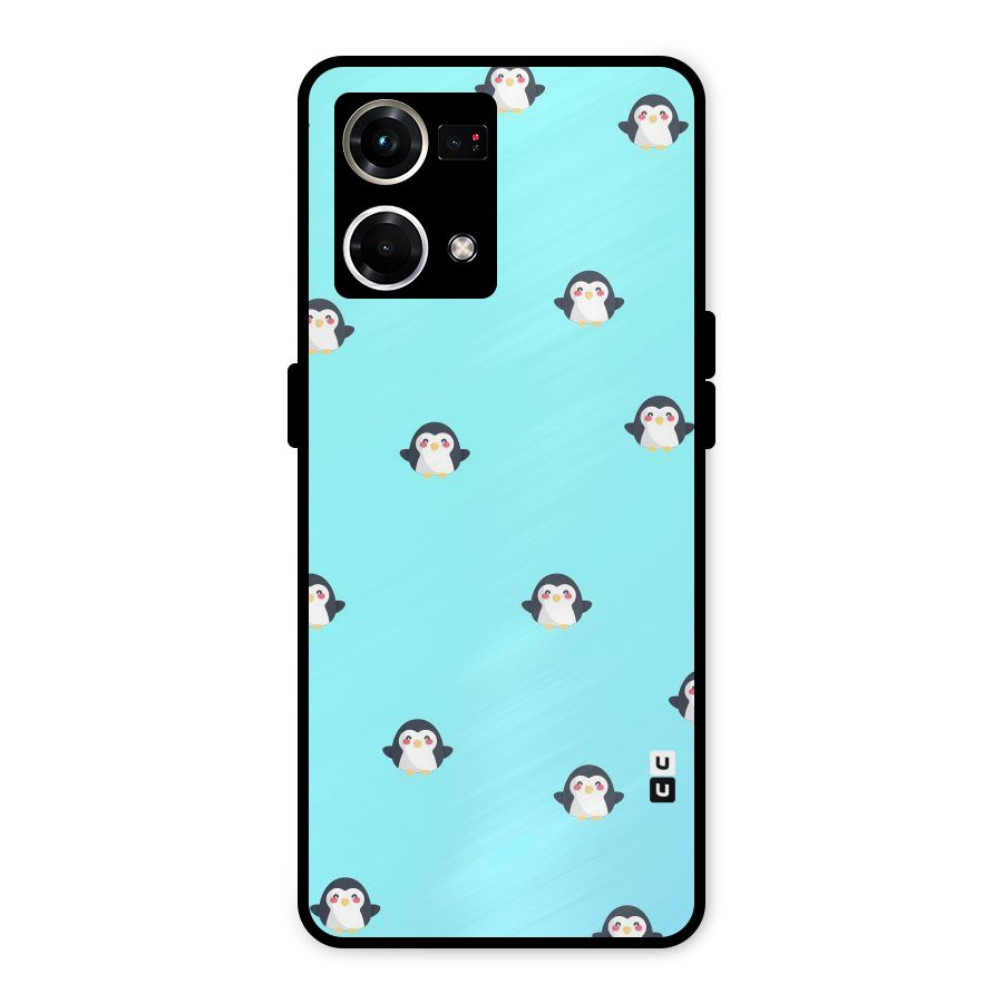 Penguins Pattern Print Metal Back Case for Oppo F21 Pro 4G