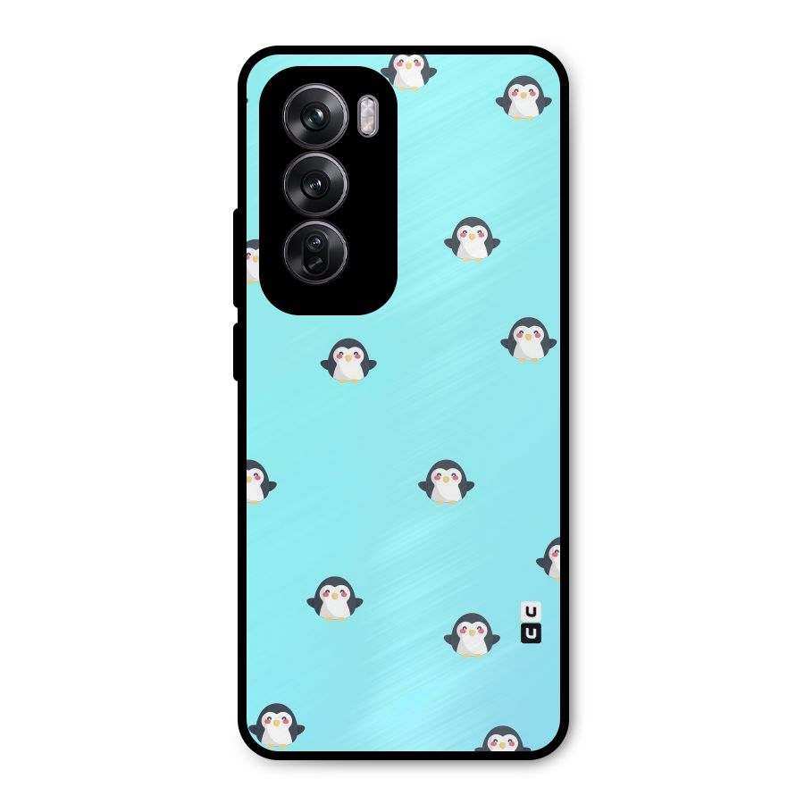 Penguins Pattern Print Metal Back Case for Oppo Reno12 Pro