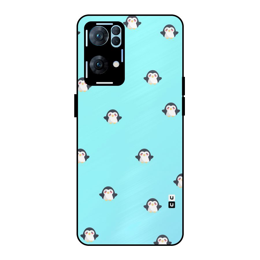 Penguins Pattern Print Metal Back Case for Oppo Reno7 Pro 5G