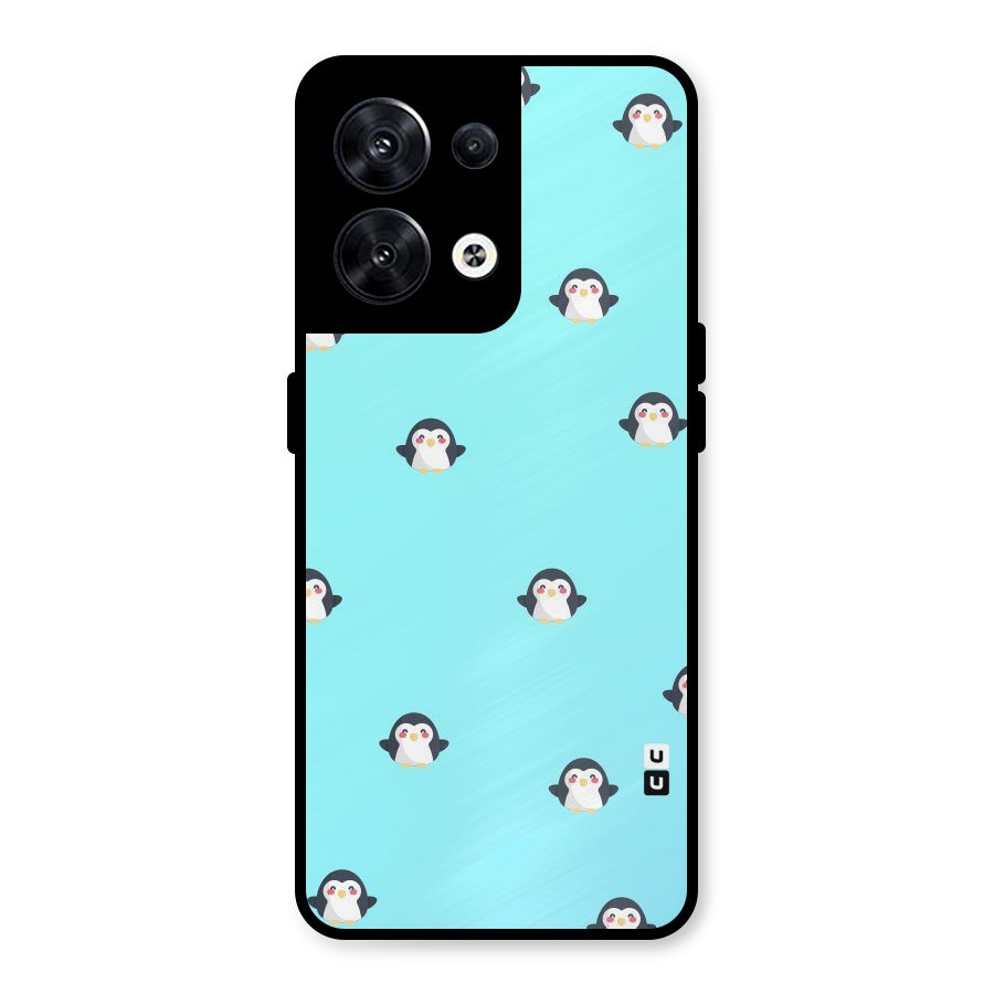 Penguins Pattern Print Metal Back Case for Oppo Reno8 5G