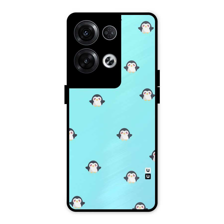 Penguins Pattern Print Metal Back Case for Oppo Reno8 Pro 5G