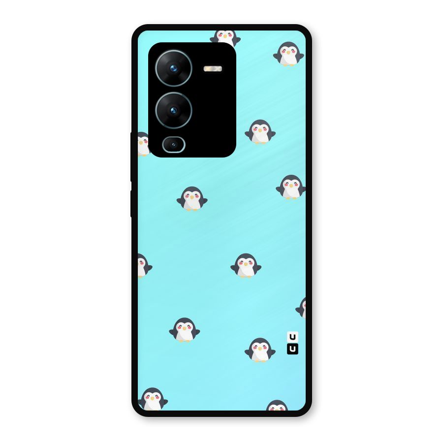 Penguins Pattern Print Metal Back Case for Vivo V25 Pro