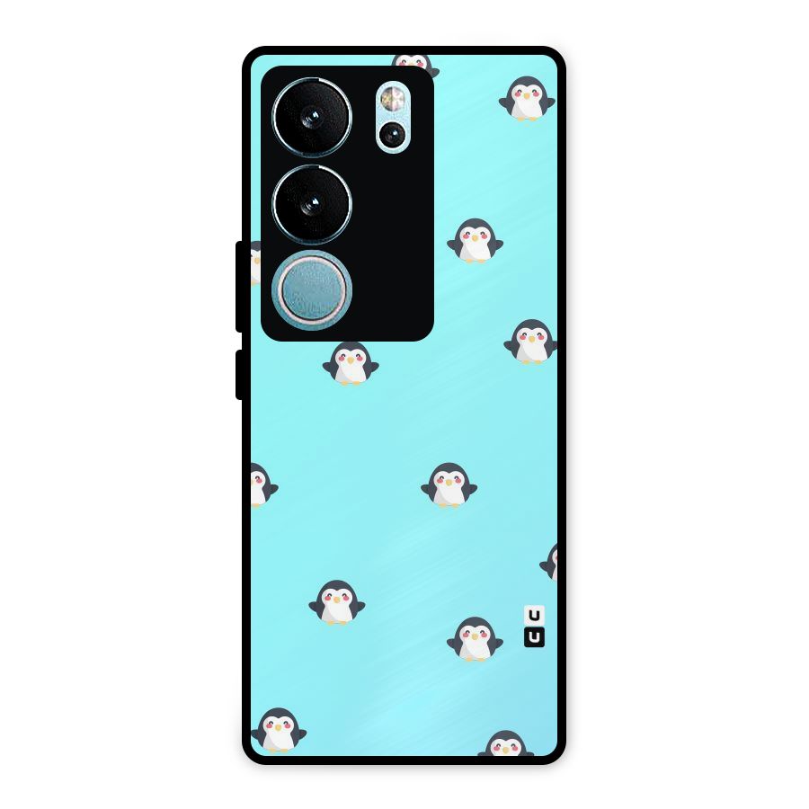 Penguins Pattern Print Metal Back Case for Vivo V29 Pro