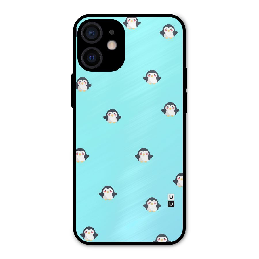 Penguins Pattern Print Metal Back Case for iPhone 12 Mini