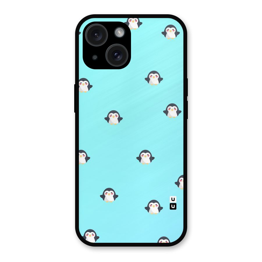 Penguins Pattern Print Metal Back Case for iPhone 15