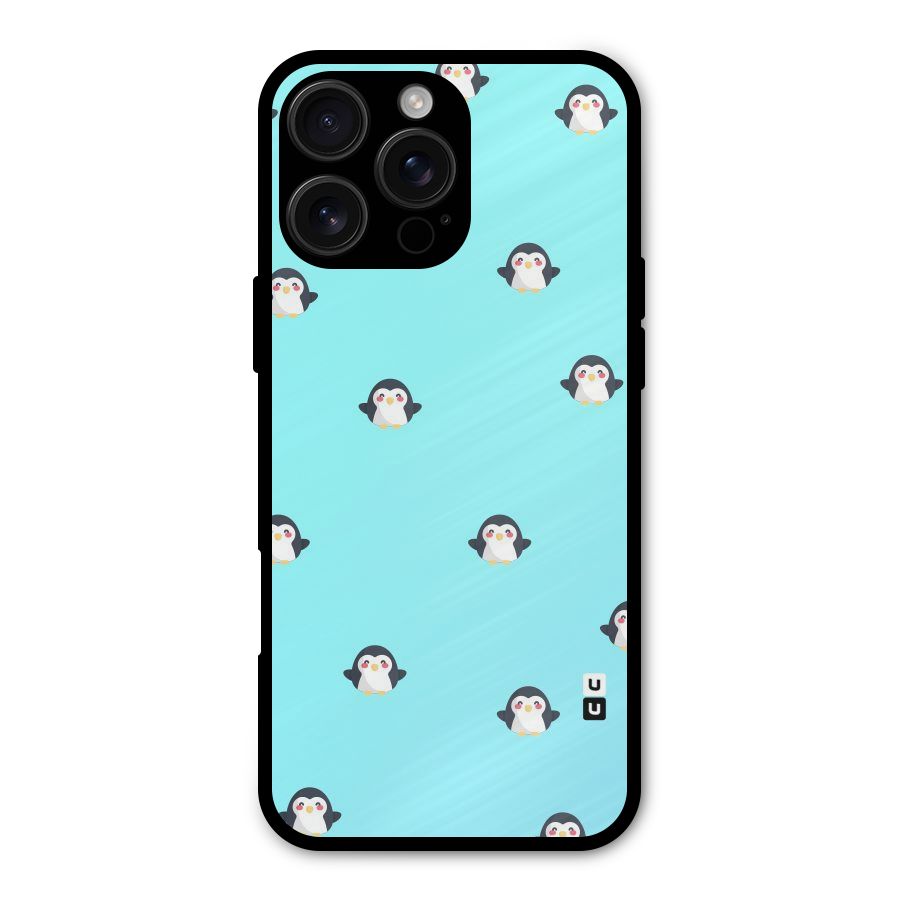 Penguins Pattern Print Metal Back Case for iPhone 16 Pro Max