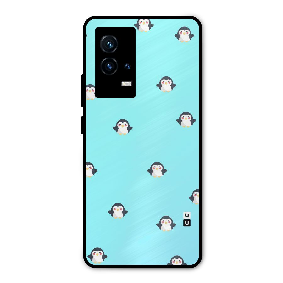 Penguins Pattern Print Metal Back Case for iQOO 9 5G