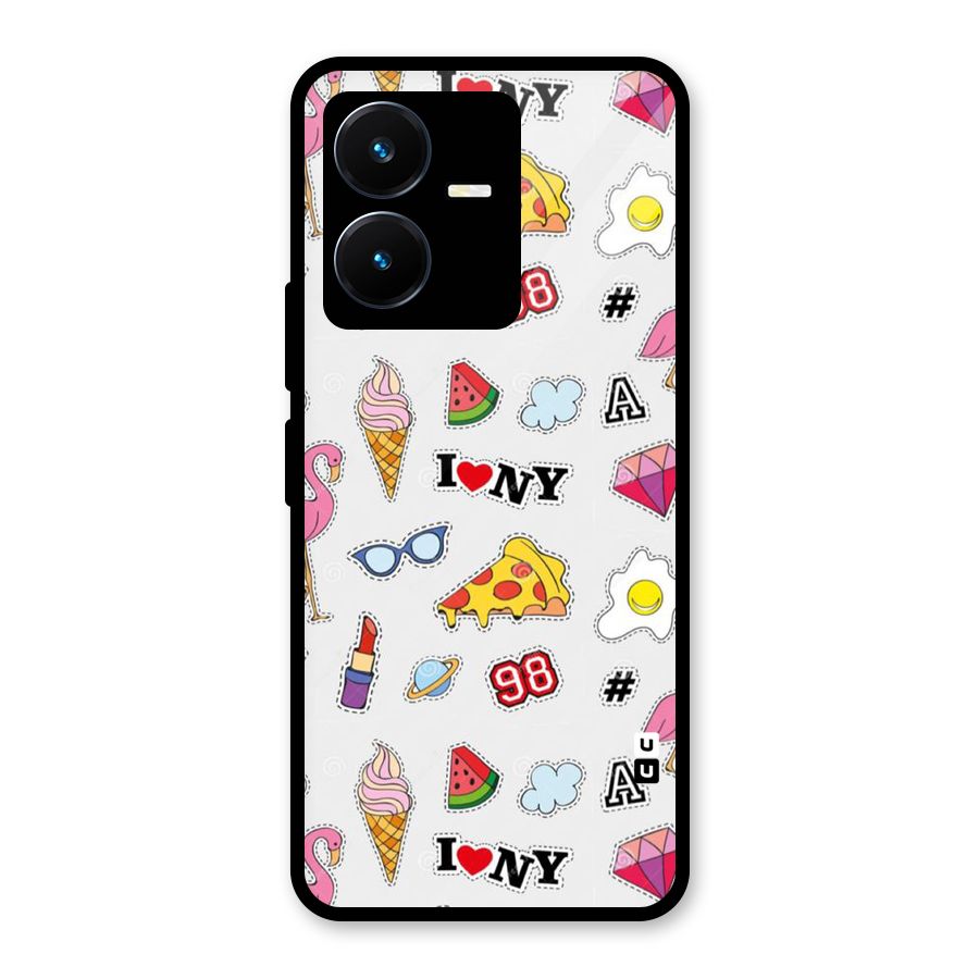 Personnel Quirk Glass Back Case for Vivo Y22s