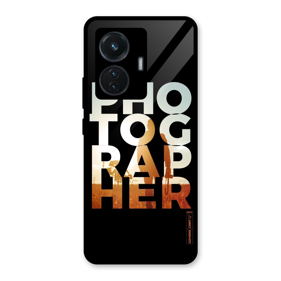 Photographer Typography Glass Back Case for Vivo T1 44W