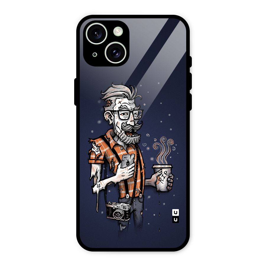 Photographer illustration Glass Back Case for iPhone 15 Plus