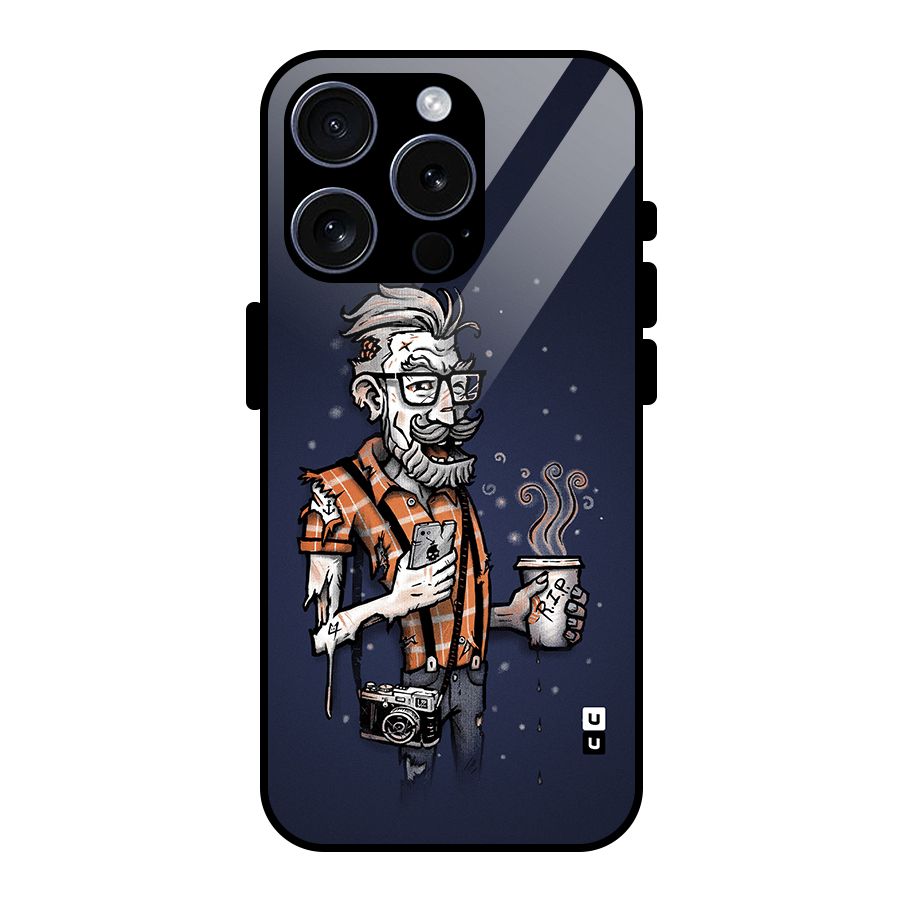 Photographer illustration Glass Back Case for iPhone 15 Pro