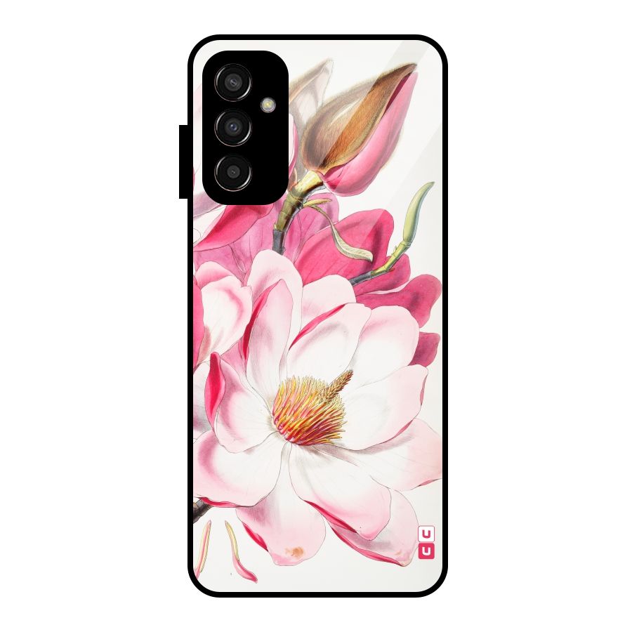 Pink Beautiful Flower Glass Back Case for Galaxy F13