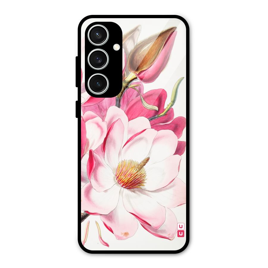 Pink Beautiful Flower Glass Back Case for Galaxy S23 FE
