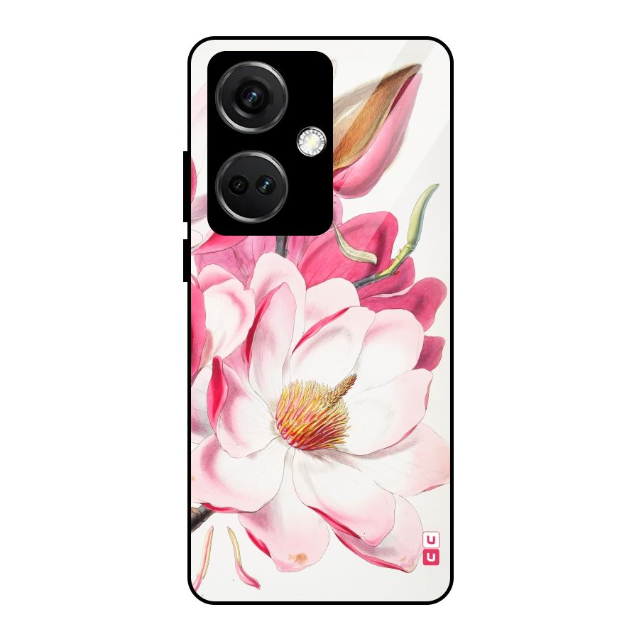 Pink Beautiful Flower Glass Back Case for OnePlus Nord CE 3 5G