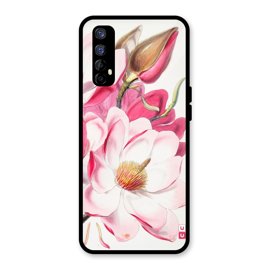 Pink Beautiful Flower Glass Back Case for Realme Narzo 20 Pro