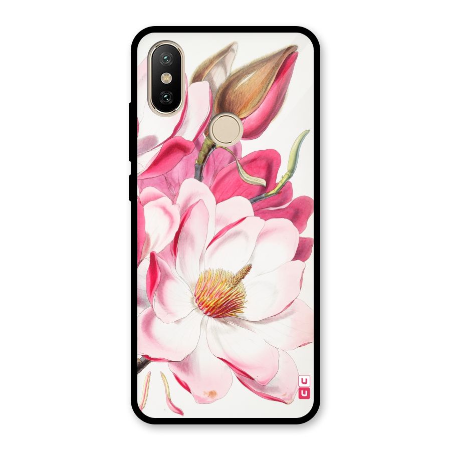 Pink Beautiful Flower Glass Back Case for Redmi A2